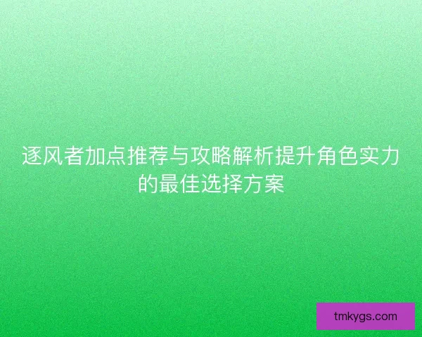 逐风者加点推荐与攻略解析提升角色实力的最佳选择方案