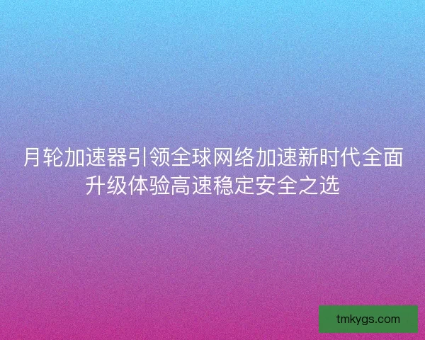月轮加速器引领全球网络加速新时代全面升级体验高速稳定安全之选