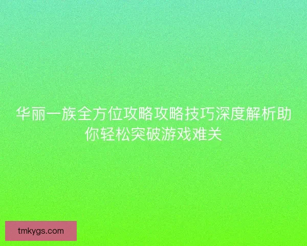 华丽一族全方位攻略攻略技巧深度解析助你轻松突破游戏难关